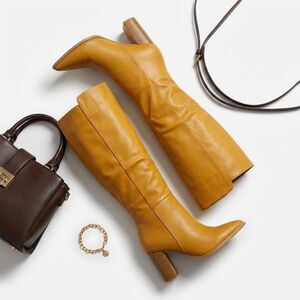 Juliet Holy Knee High Boots Womens 8.5 Pointed Toe Stacked Heel Riding